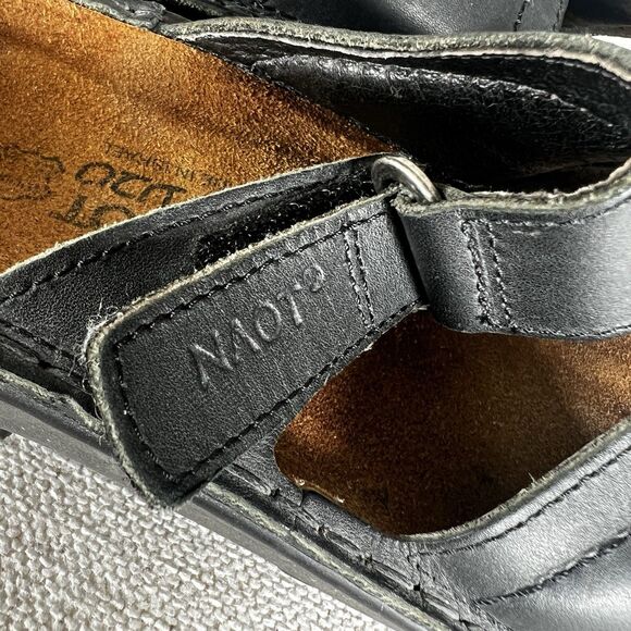 Naot Black Leather Slide Sandals Men\'s EU 42 US 9 Adjustable Comfort NAOT Mens Santo Soft BLACK Leather Sandal Slides sz. 44 EU  main image 2